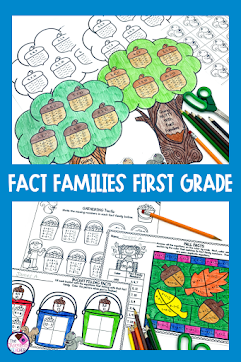 Teaching fact families in first grade can be fun and easy with worksheets, activities, and crafts your students will love. With these simple tips and tricks, you can help your students understand fact families in no time. We all know practice makes perfect, so why not make that practice fun and engaging. That's why I love these fact families activities and I know you and your students will too. #factfamilies #firstgrademath #factfamiliesinfirstgrade