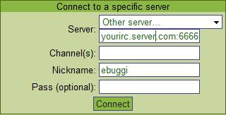 Mibbit: Connect to a specific server