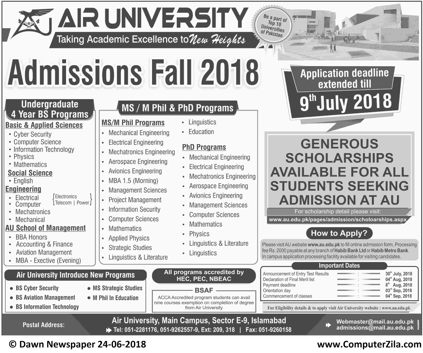 Air University Admissions Fall 2018 Date Extended