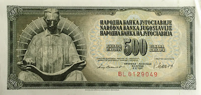 500 dinara yugoslavia banknote