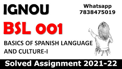 BSL 001 Solved Assignment 2021-22