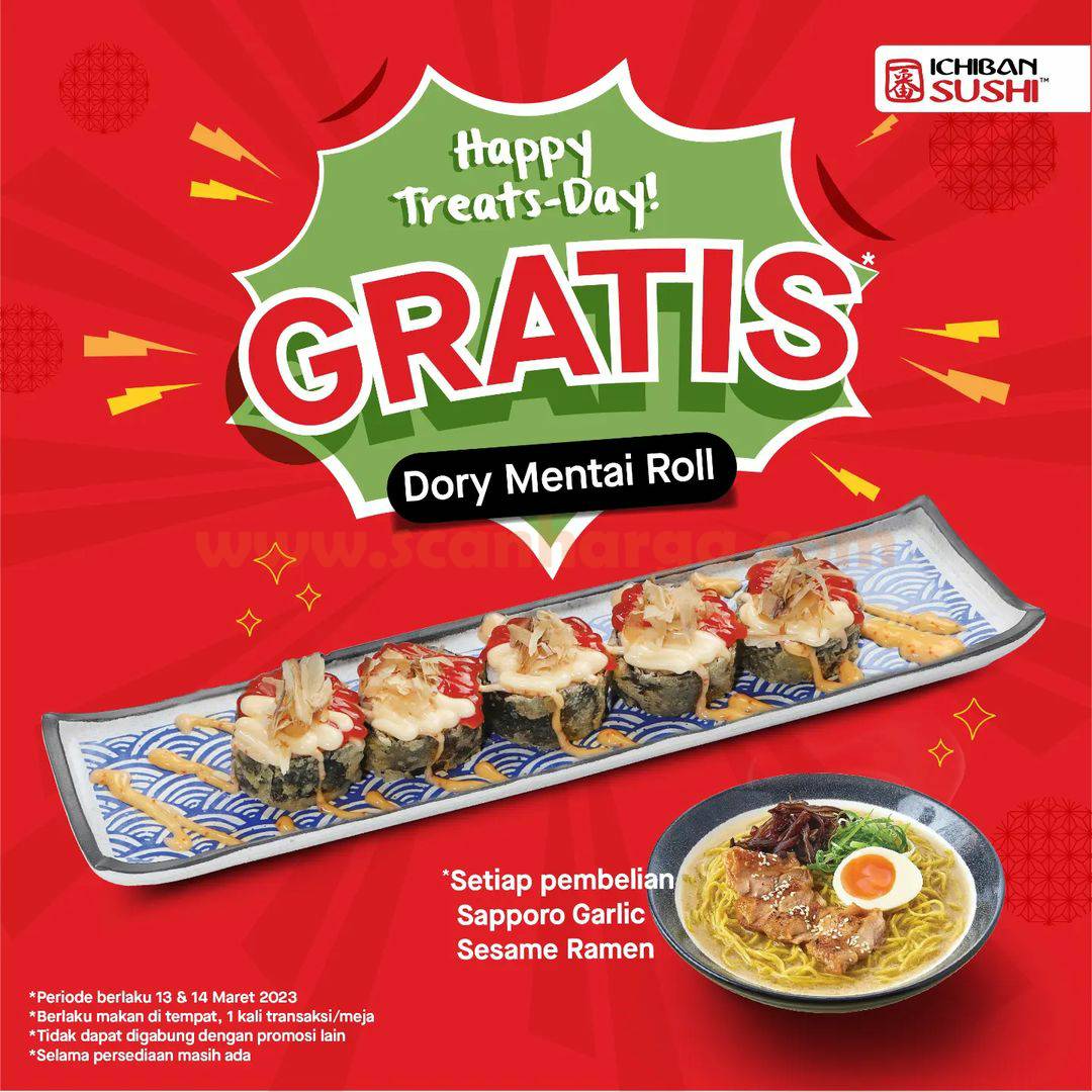 Promo ICHIBAN SUSHI HAPPY TREATS DAY – GRATIS Dori Mentai Roll