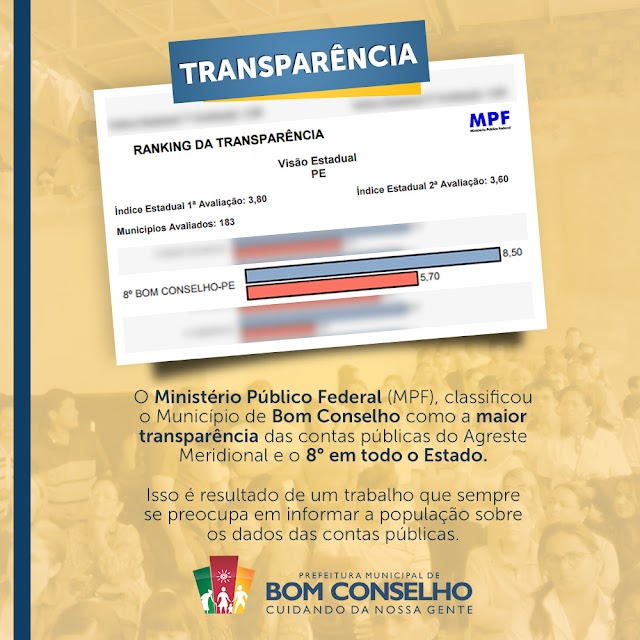 Bom Conselho é destaque em transparência nas contas públicas no Agreste Meridional