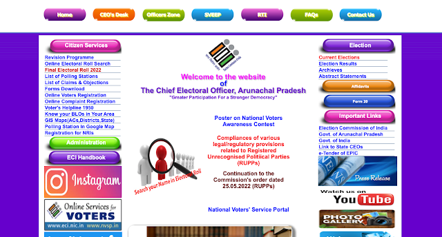 CEO Arunachal Pradesh website