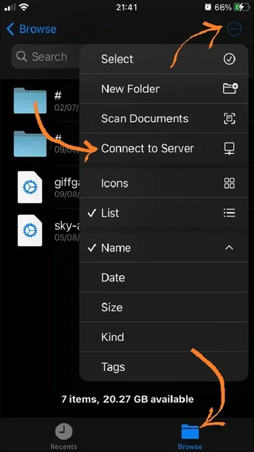 Connecting to Shared Folders Using Server on Iphone and Windows