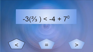 -3 (2/3) is less than -4 + 7 to the 0 power