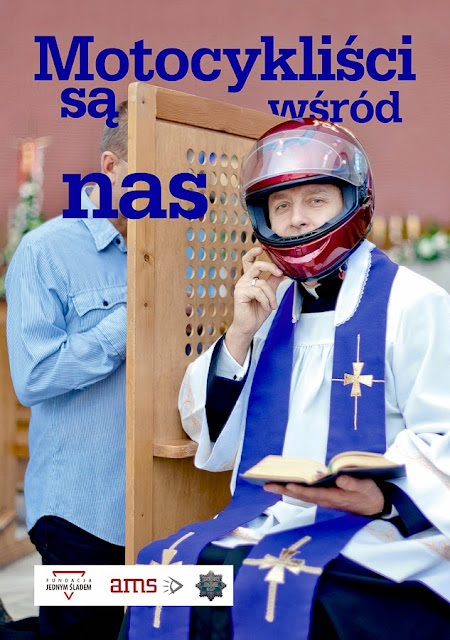 Motocykliści są wśród nas - kampania społeczna, ksiądz spowiedź konfesjonał kościół Warszawa