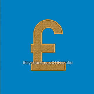 Pound Sterling Symbol Sign Embroidery Design