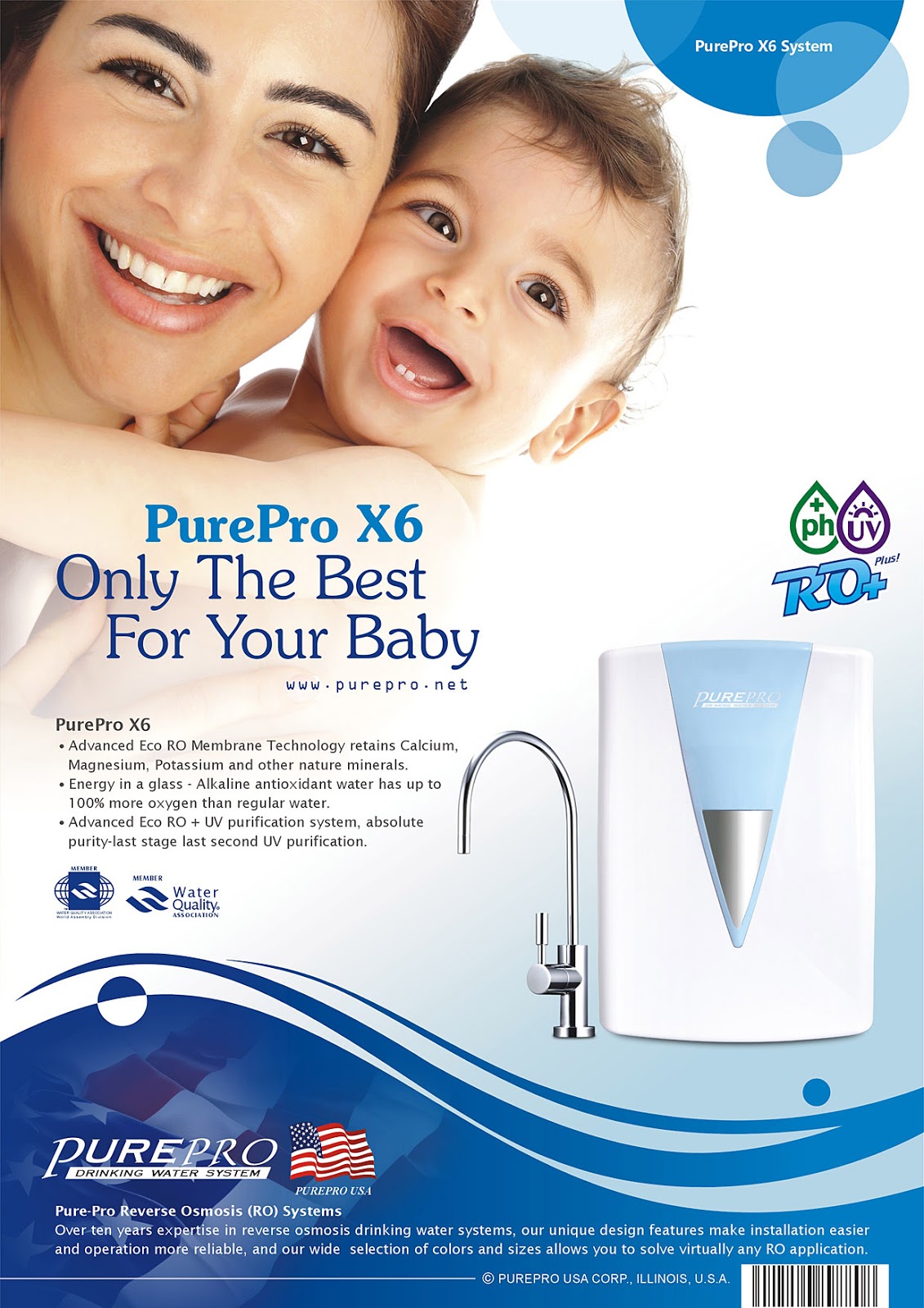 美國PurePro® X6 紫外線鹼性RO活水機 -年度最夯淨水器: 美國PurePro® X6 (蒂芙尼藍)