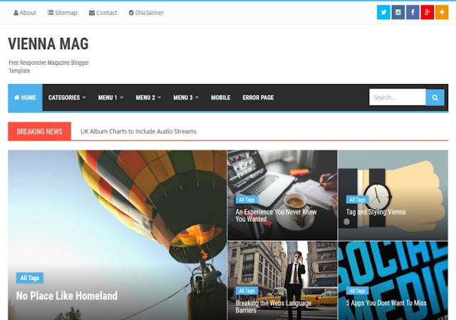 VIENNA MAG Free Responsive Magazine Blogger Template