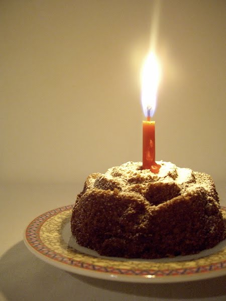 Turkish coffee cake with candle, celebrating Harika's one year anniversary and my move to Istanbul.