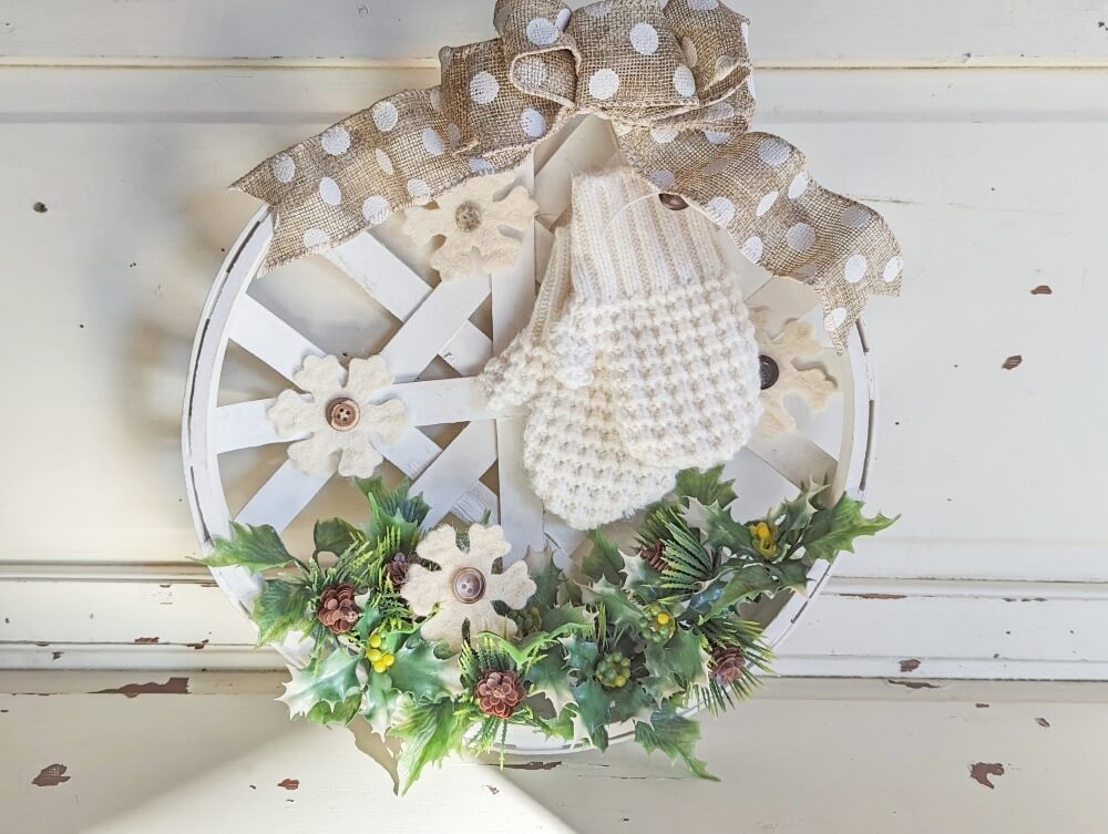 Repurposed Basket Winter Wreath