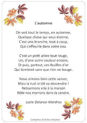 L'automne de Lucie Delarue-Mardrus - Paroles de la poème sur l'automne pour les enfants - Sélection de Poésie, Chansons et Comptines pour enfant - Par Comptines et Belles Histoires