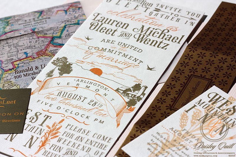 Vintage Vermont Wedding Invitations