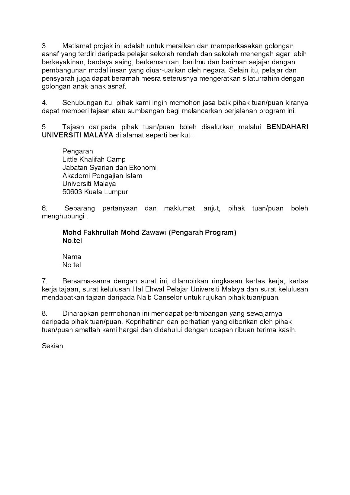 PERMOHONAN SUMBANGAN/PENAJAAN PROGRAM UNIVERSITI UNTUK 