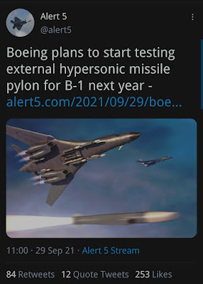 hypersonic missile for B-1 bomber will take place in 2022