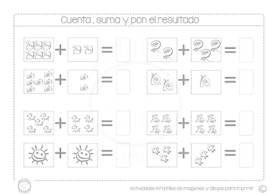 Fichas con sumas para aprender