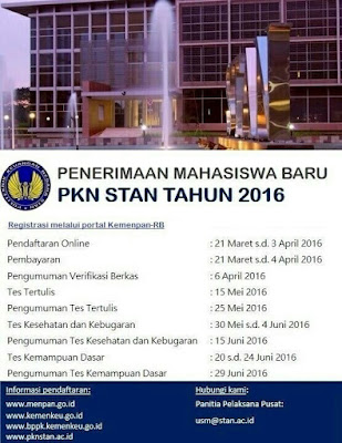 Info tentang penerimaan mahaiswa baru PKN STAN tahun 2016