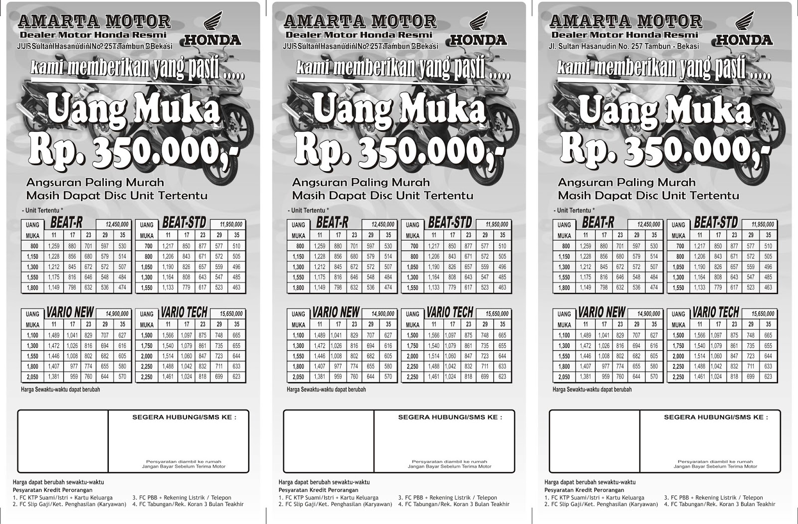 Contoh Brosur Price list Motor Hitam PutihBlack White  Cahaya 