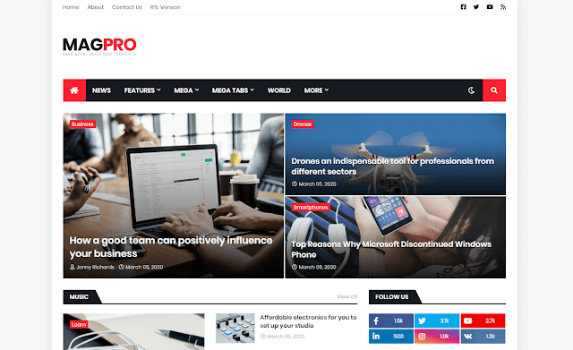 MagPro - Responsive News & Magazine Blogger Template Free Download