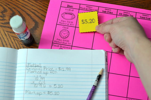 Markups and Discounts Card Sort Activity