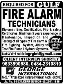Fire Alarm Technician Jobs for Gulf countries