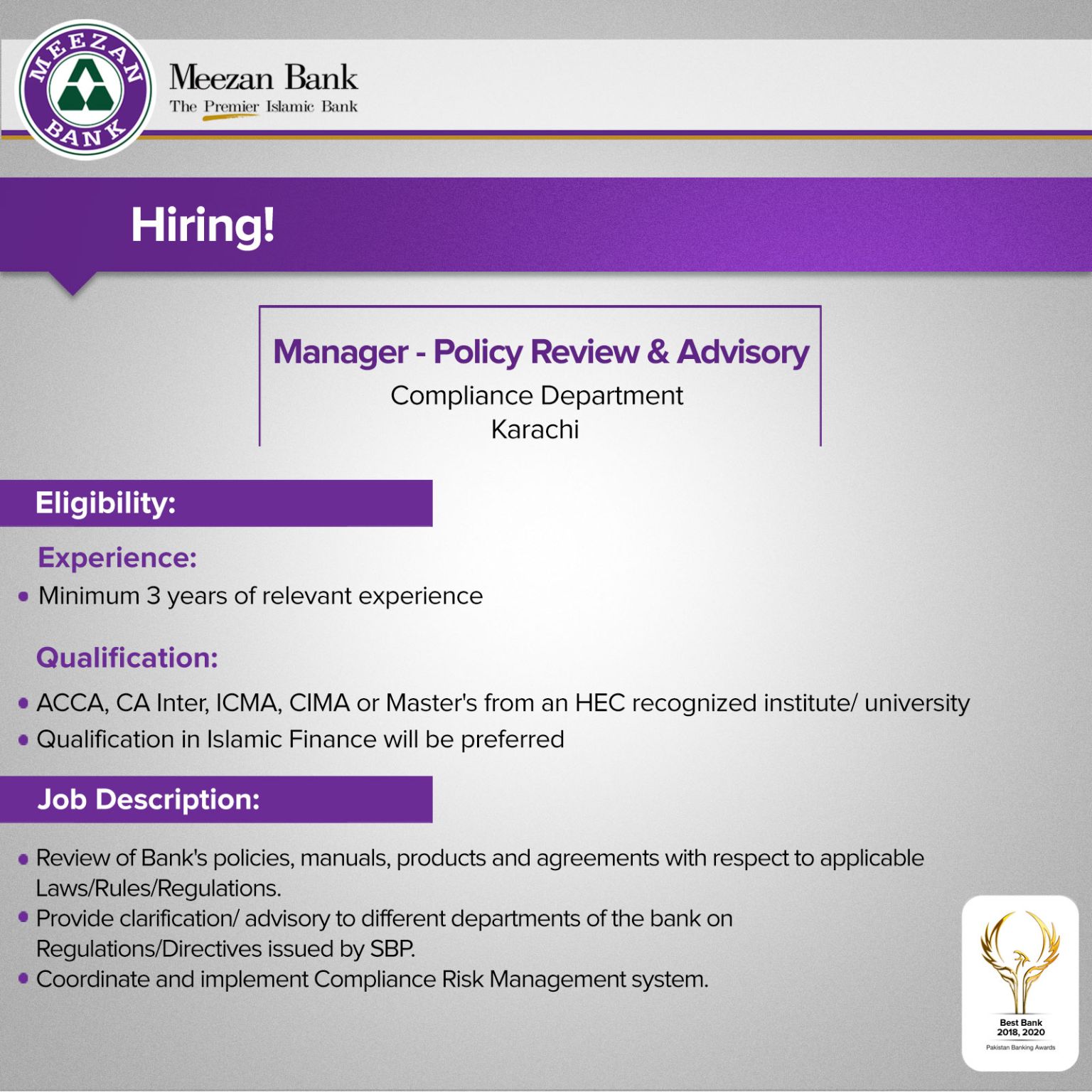 Meezan Bank Limited Job Vacancies November 2022