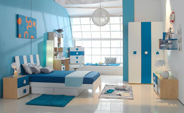 Kamar Tidur Anak Perempuan Minimalis Warna Biru