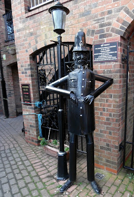 A daylight view of the policeman sculpture at The Exchange in Brigg - February 2019