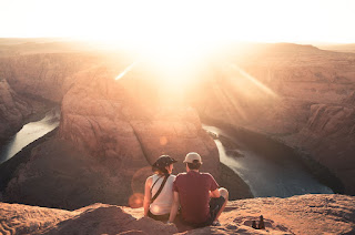 A young couple on vacation