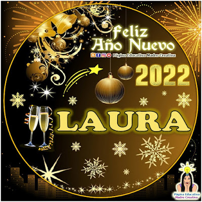 Nombre LAURA por Año Nuevo 2022 - Cartelito mujer