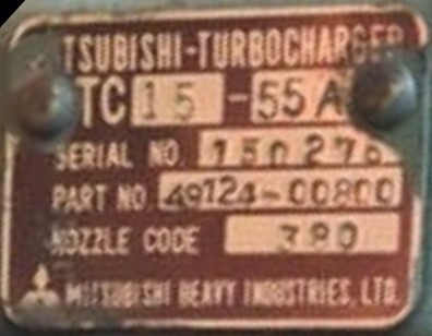  MITUBISHI TC15-55A TURBOCHARGER