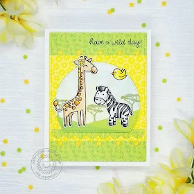 Sunny Studio Stamps: Stitched Semi-Circle Dies Savanna Safari Frilly Frame Dies Eyelet Lace Border Dies Everyday Card by Ana Anderson