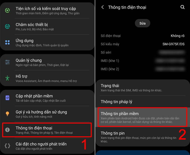 Truy cập vào Thông tin phần mềm