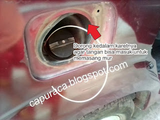 memperbaiki plat penutup tangki Avanza