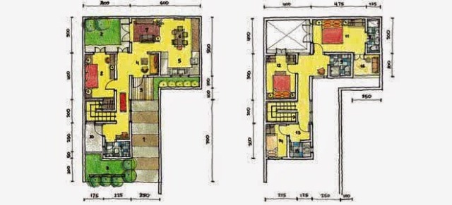 3 Model Denah Rumah  Leter  L  Sederhana