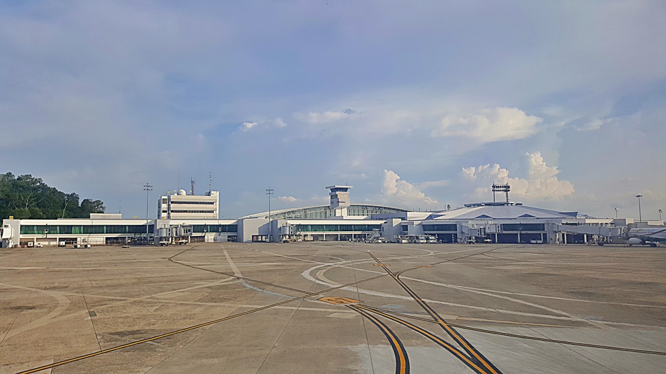 A view of Brunei International Airport's tarmac and terminal gates in bandar seri begawan