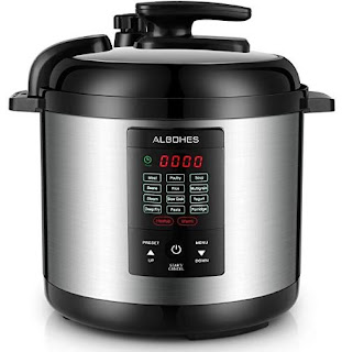 Albohes Electric Pressure Cooker, Programmable Pressure Cooker 5 Quarts 12-in-1 1000W With LCD Indecator and Touch Button Stainless Steel Pot Multi-Use Hot Pot/Warmer/Slow Cooker/Rice Cooker/Steamer