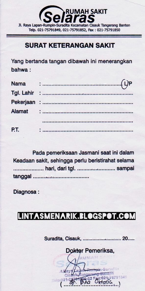 Contoh Surat Keterangan Sakit Dari Puskesmas images