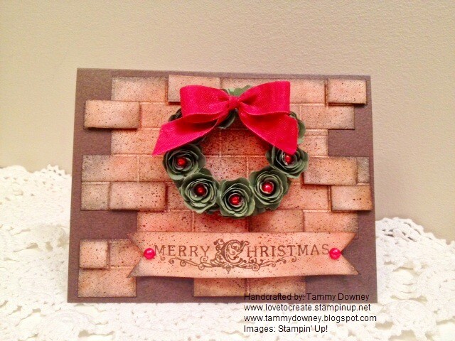 wreath on brick wall christmas card