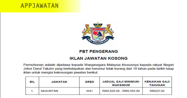 Jawatan Kosong di PBT Pengerang, Johor