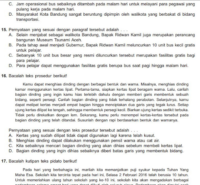 Contoh Soal Try Out Bahasa Indonesia Kelas 6 MI/SD 