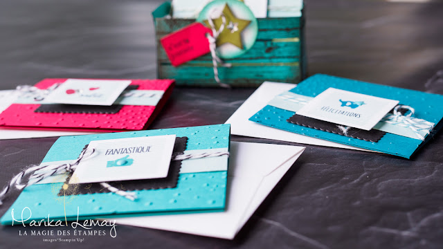 ensemble de cartes avec frame lits caisse en bois Stampin' UP!