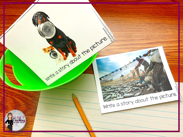 These writing prompts ask students to write a story about the image