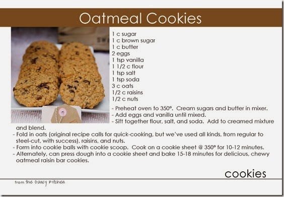 oatmeal cookies recipe card
