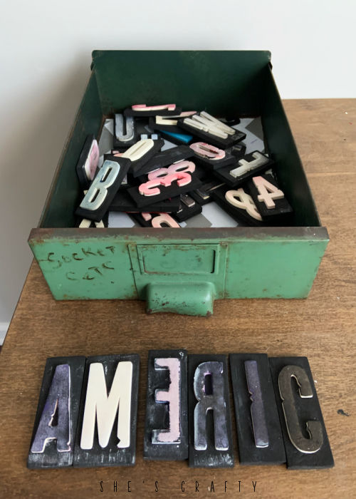 Foam Letter Stamps to make an easy wooden sign.