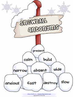 photo of Snowball Antonyms, Free PDF, Teacher Park