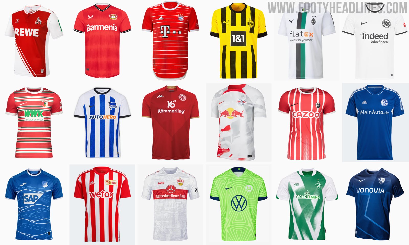 Overview of the 2022/2023 Bundesliga sponsors￼