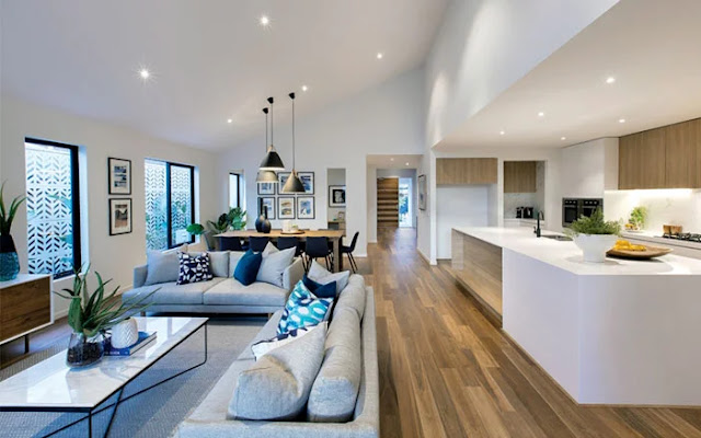 Desain Interior Ruang Keluarga Menyatu Dengan Dapur 