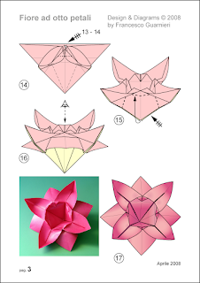 Origami diagrams pag. 3, Fiore ad otto petali - Flower with eight petals by Francesco Guarnieri